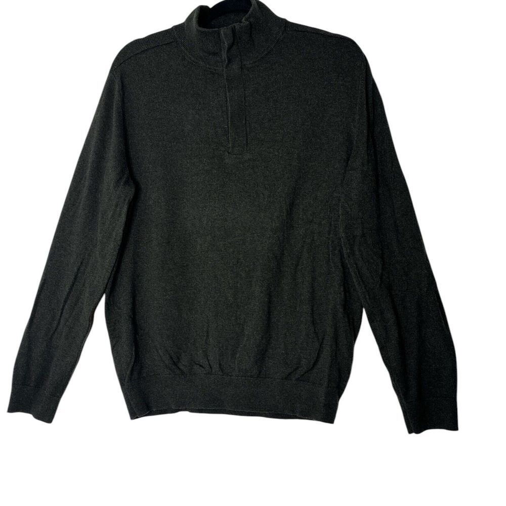 Banana Republic Sweater Shirt Mens Large‎ Green Silk Cashmere Blend Zip Cozy